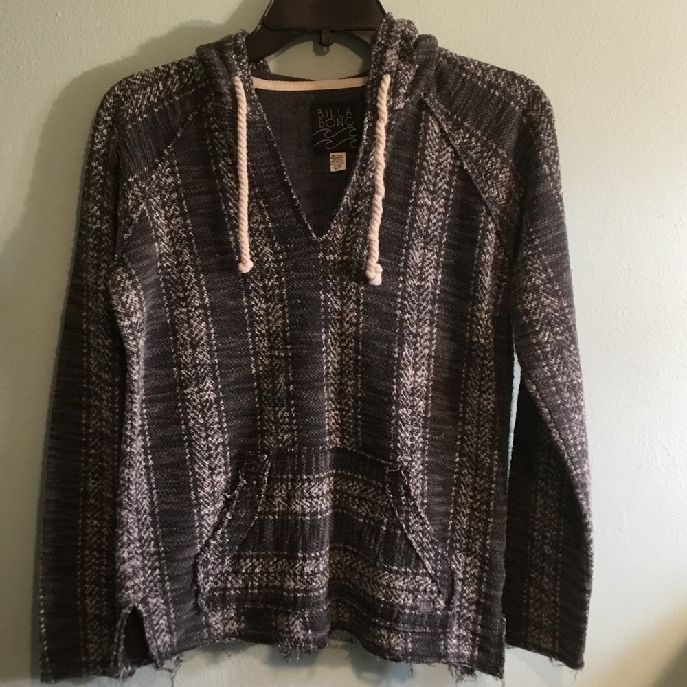 Billabong Gray & Cream Striped Baja Hoodie